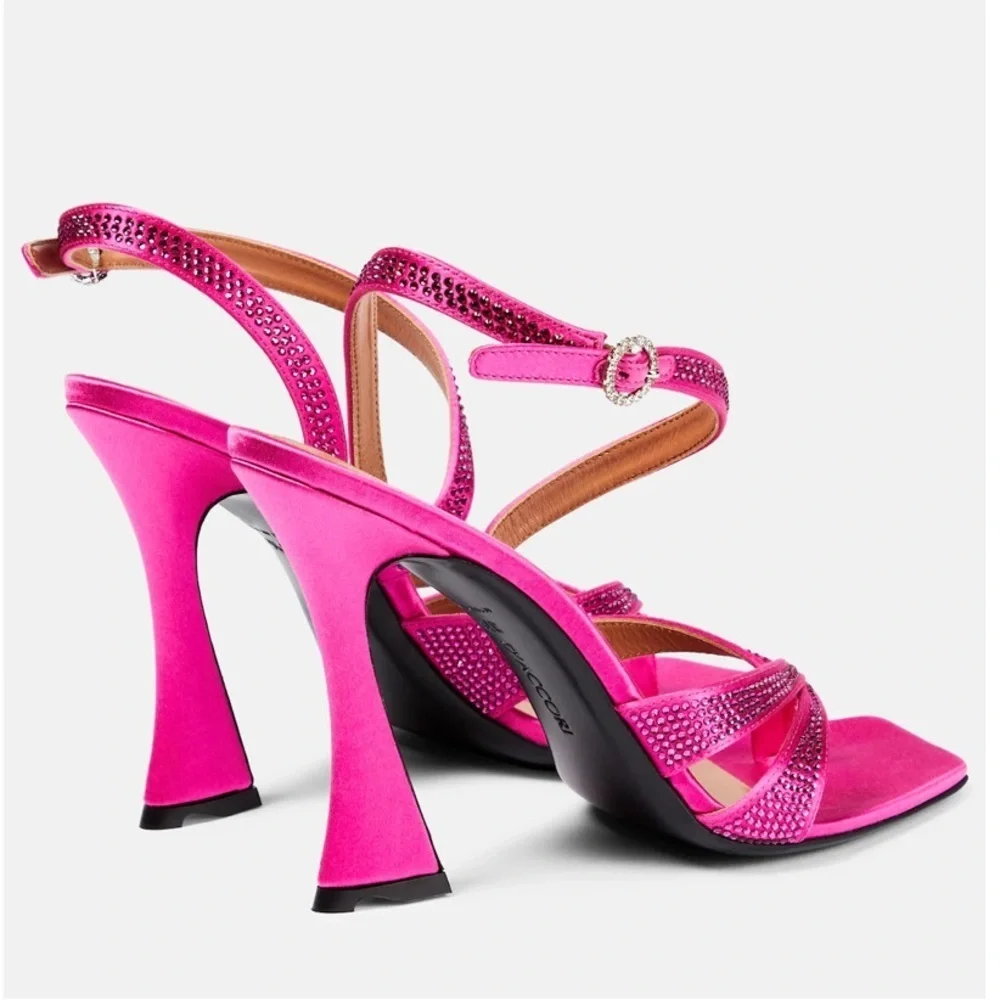 D'ACCORI Raya crystal-embellished‎ 100mm satin sandals in Pink EU37